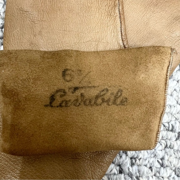 Vintage Lavabile tan brown leather 10.5 inches long gloves 6 1/2 - Picture 11 of 13